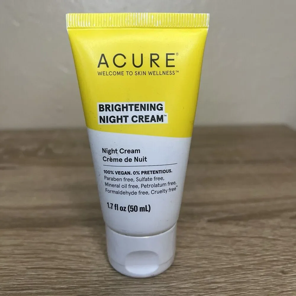 Acure Brightening Night Cream 1.7 fl oz (50 mL) Argan Oil Chlorella Vegan Face